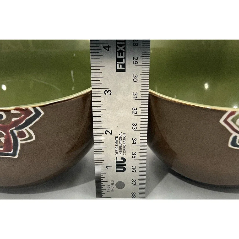 Set of 2 Pier 1 Global Medallion Soup Cereal Bowls 5.5
